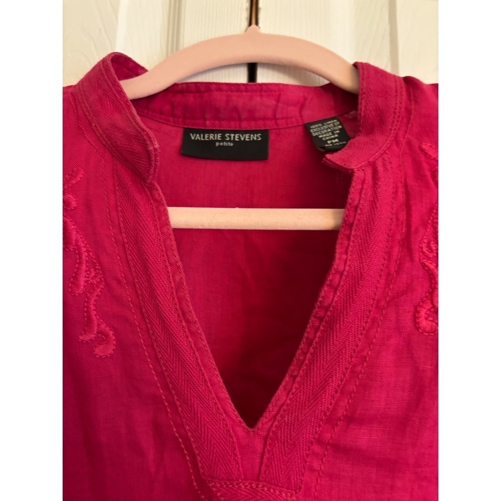 Valerie Stevens 100% Linen Embroidered Tunic – Petite Medium - Picture 2 of 8